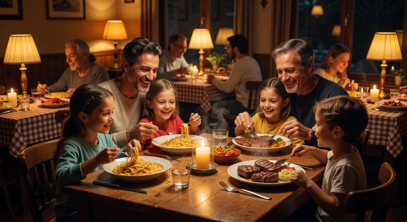 Families enjoying evening dinner at Roy's Family Cafe